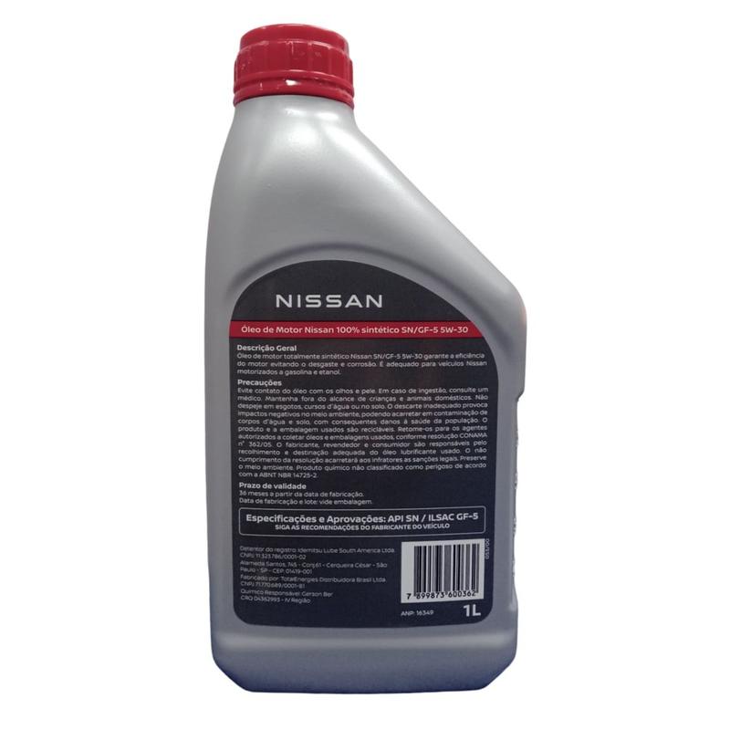 Óleo Lubrificante do Motor Original Nissan 5W30 GF5 API SN 100